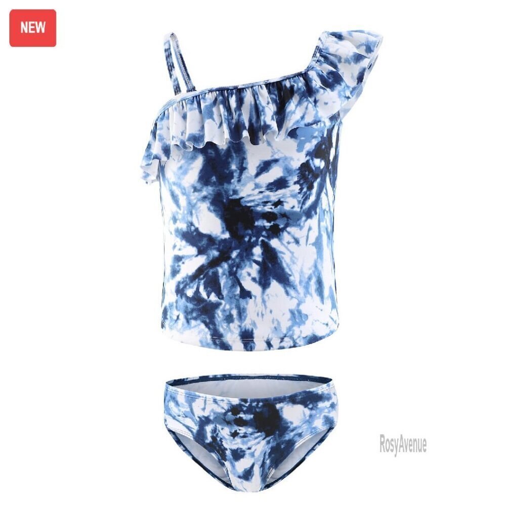 Girls Two Piece Tankini Swimsuits One Shoulder SPF 50+ 3-16 Years